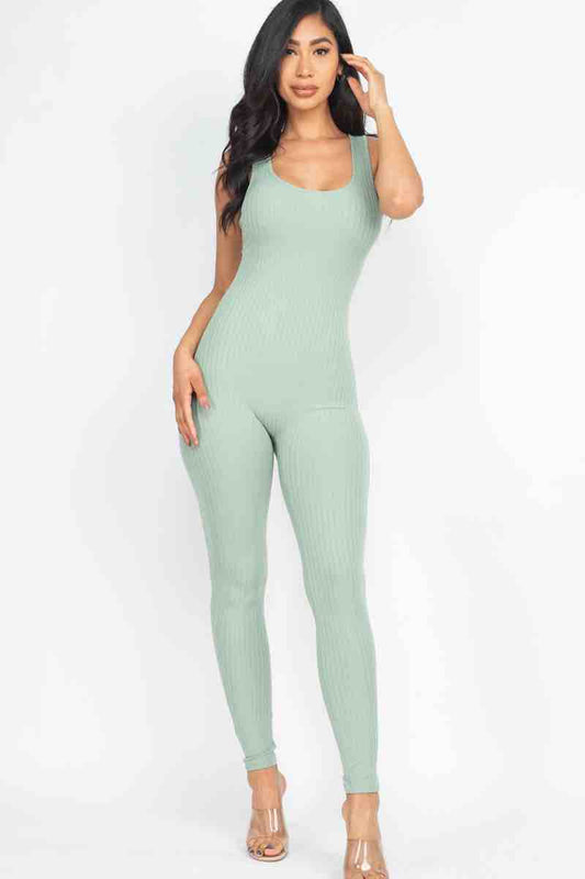 Ribbed Sleeveless BodyCon Jumpsuit