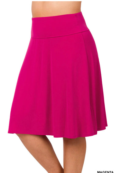 ZENANA FOLD OVER WAIST BAND A-LINE FLARED SKIRT