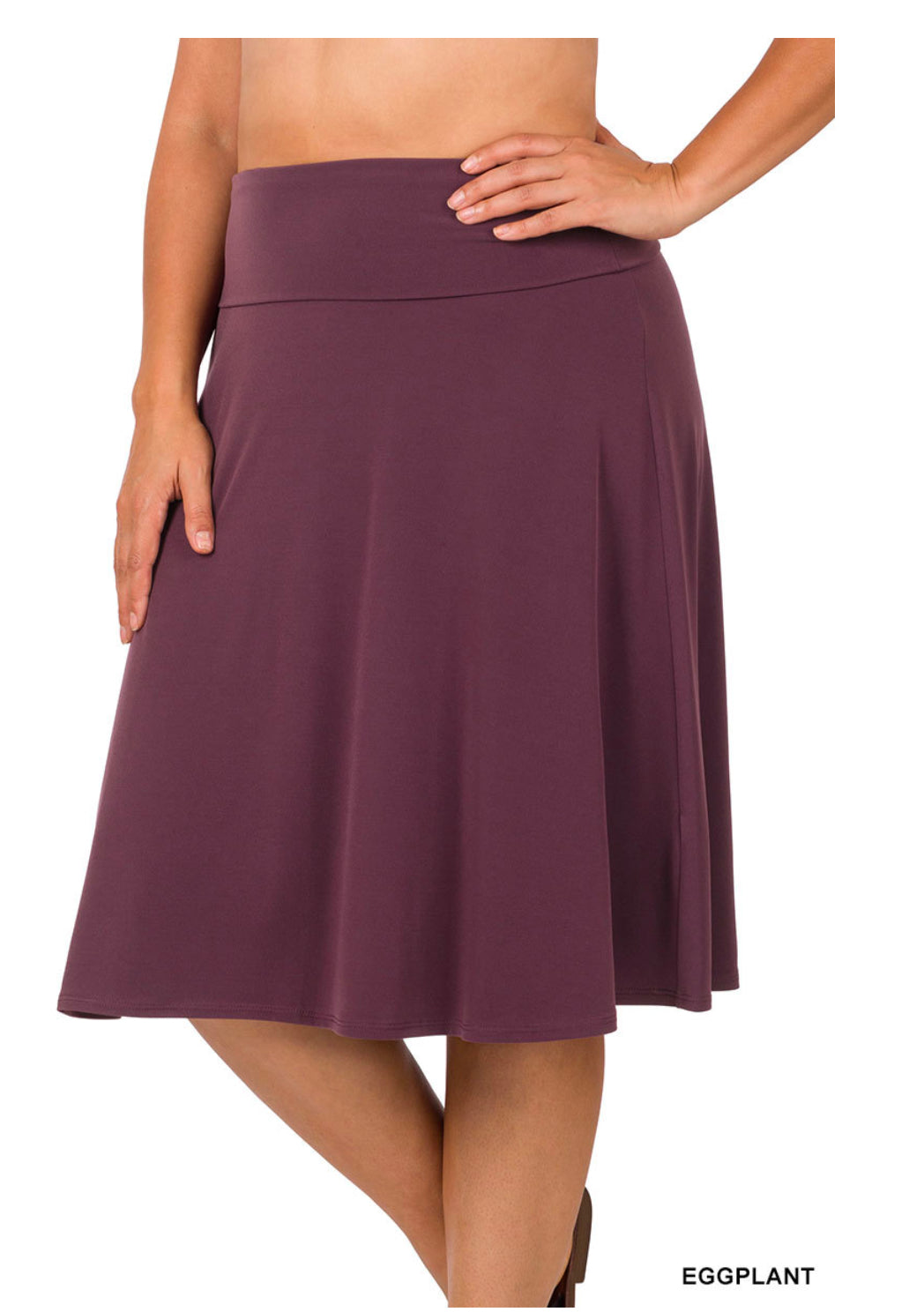 ZENANA FOLD OVER WAIST BAND A-LINE FLARED SKIRT