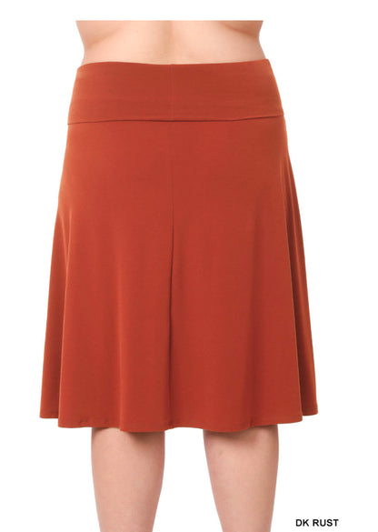 ZENANA FOLD OVER WAIST BAND A-LINE FLARED SKIRT