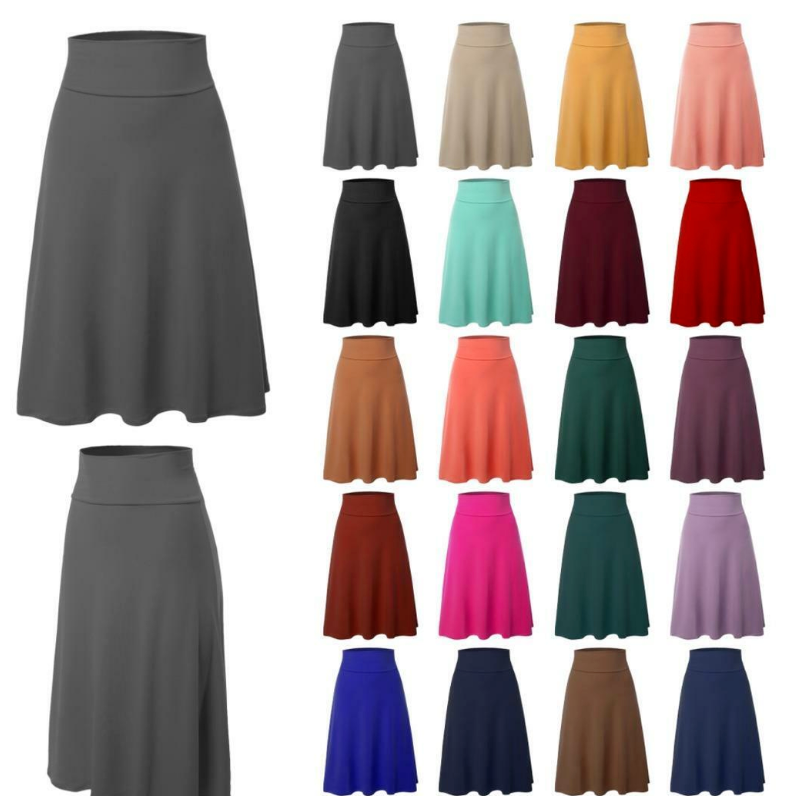 ZENANA FOLD OVER WAIST BAND A-LINE FLARED SKIRT